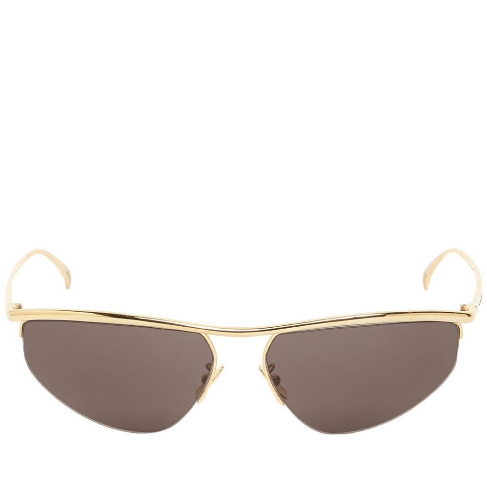 BOTTEGA VENETA Oval Metal Sunglasses In Gold and grey